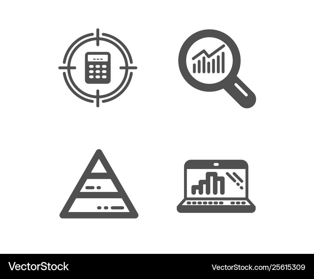 Pyramid chart data analysis and calculator target Pyramid chart data analysis and calculator target vector image