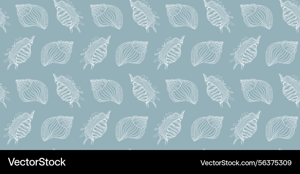 Sea shells fossils and mollusks seamless pattern Sea shells fossils and mollusks seamless pattern vector image