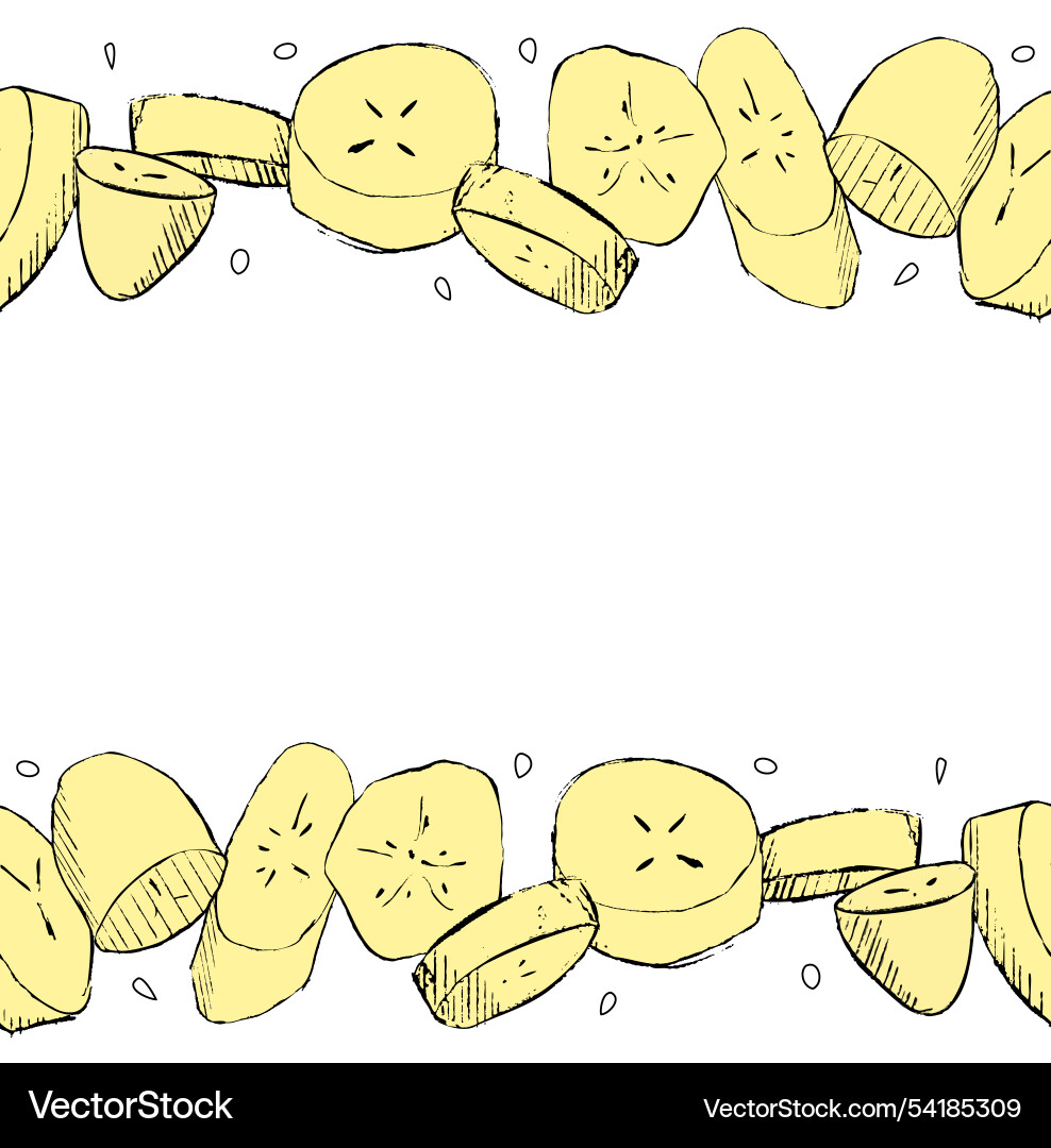 Seamless horizontal border with banana slices Seamless horizontal border with banana slices vector image