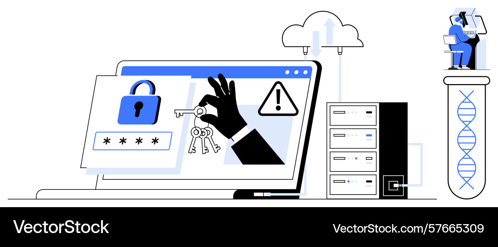 Securing data access with cloud integration Securing data access with cloud integration vector image