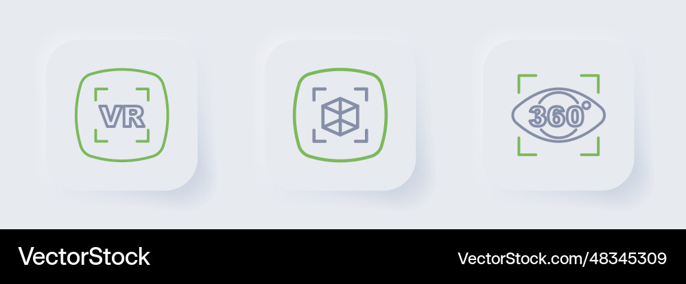 Set line 360 degree view 3d modeling and virtual Vector Image