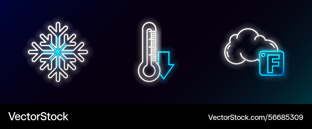Set line fahrenheit and cloud snowflake Set line fahrenheit and cloud snowflake Vector Image