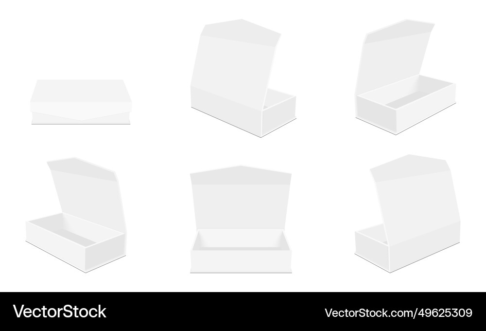 Set of rectangle boxes mockups with lid vector image