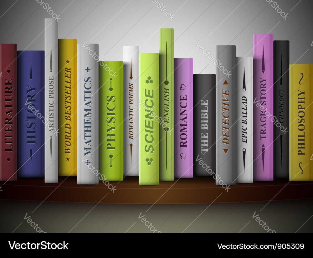 Stacked Bookshelf with Learning Materials vector image