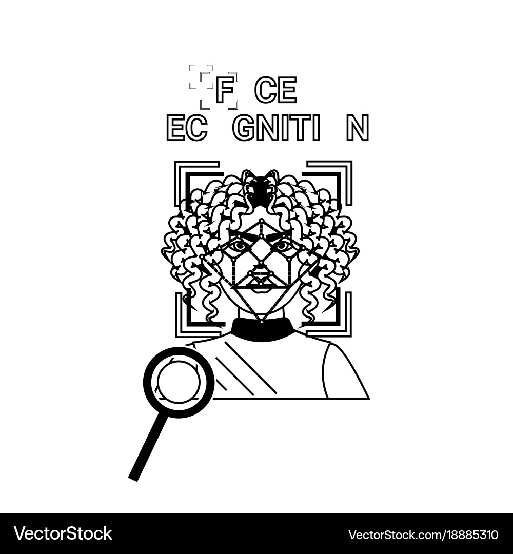 Biometrics scanning icons set face recognition Vector Image