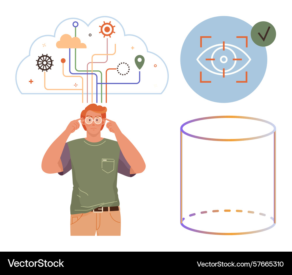 Concept of cloud data user vision technology Concept of cloud data user vision technology vector image
