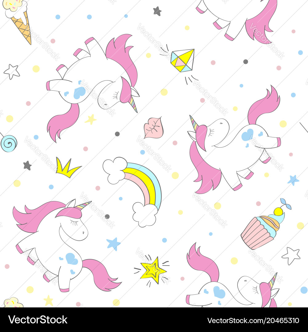 Cute Unicorn Pattern - Kids Textile Vector Image