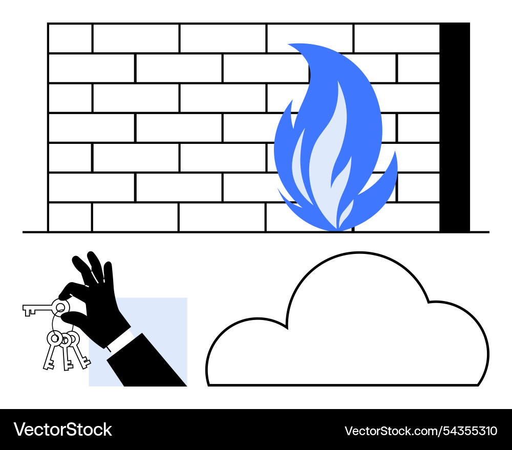 Cybersecurity elements firewall cloud security Cybersecurity elements firewall cloud security vector image