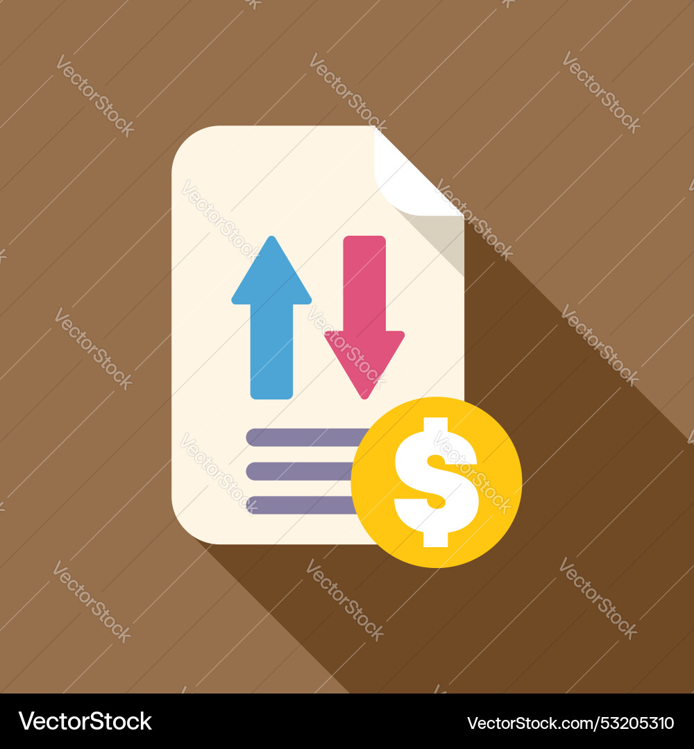Document with up and down arrows showing market Document with up and down arrows showing market vector image