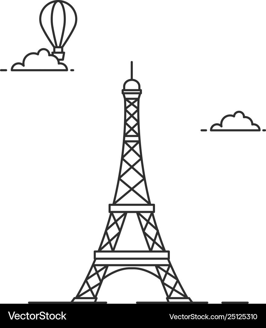 Eiffel Tower Line Art vector image