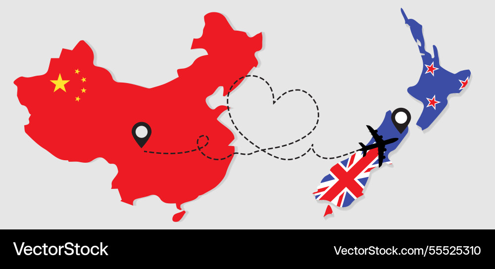 Flugzeug Reisen von china nach neuen zealand Flugzeug Reisen von china nach neuen zealand vektorbild