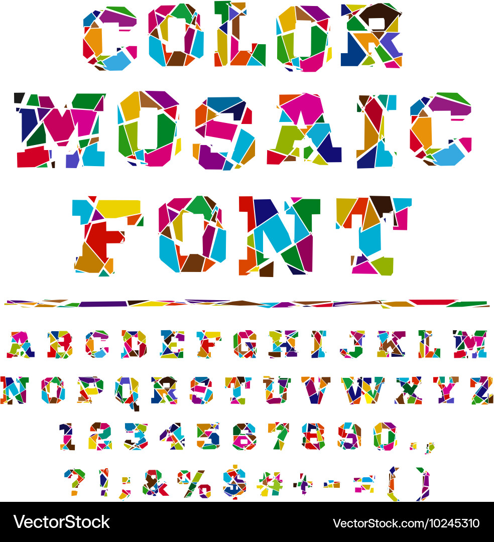 Fragmented Colored Alphabet Mosaic Vector Image