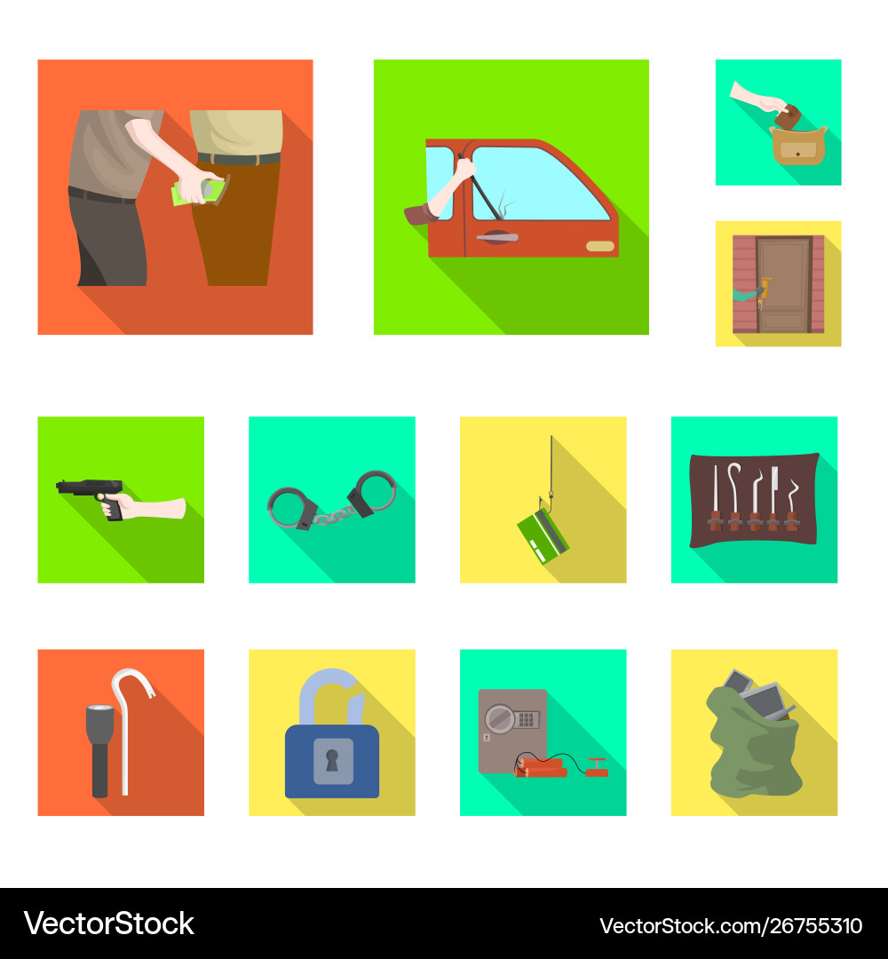 Isolated object crime and steal icon set Isolated object crime and steal icon set Vector Image