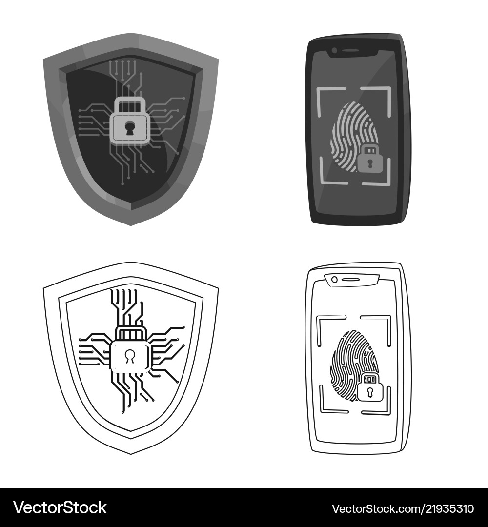 Isolated object of virus and secure icon set Isolated object of virus and secure icon set vector image