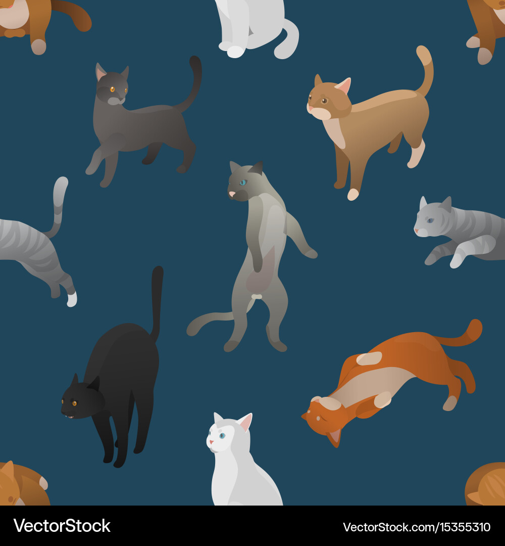 Isometric Cat Pattern Vector Image