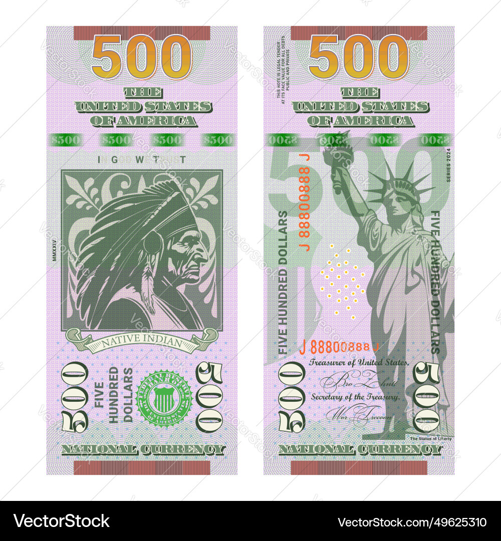 New Vertical Banknote Of 500 Us Dollars 2024 Vector Image new-vertical-banknote-of-500-us-dollars-2024-vector-image