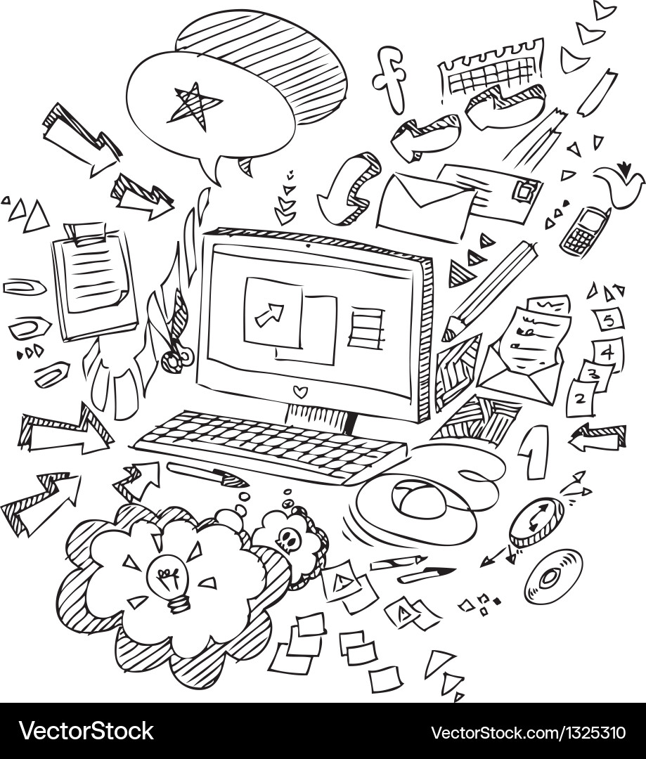 Office Computer and Workspace vector image