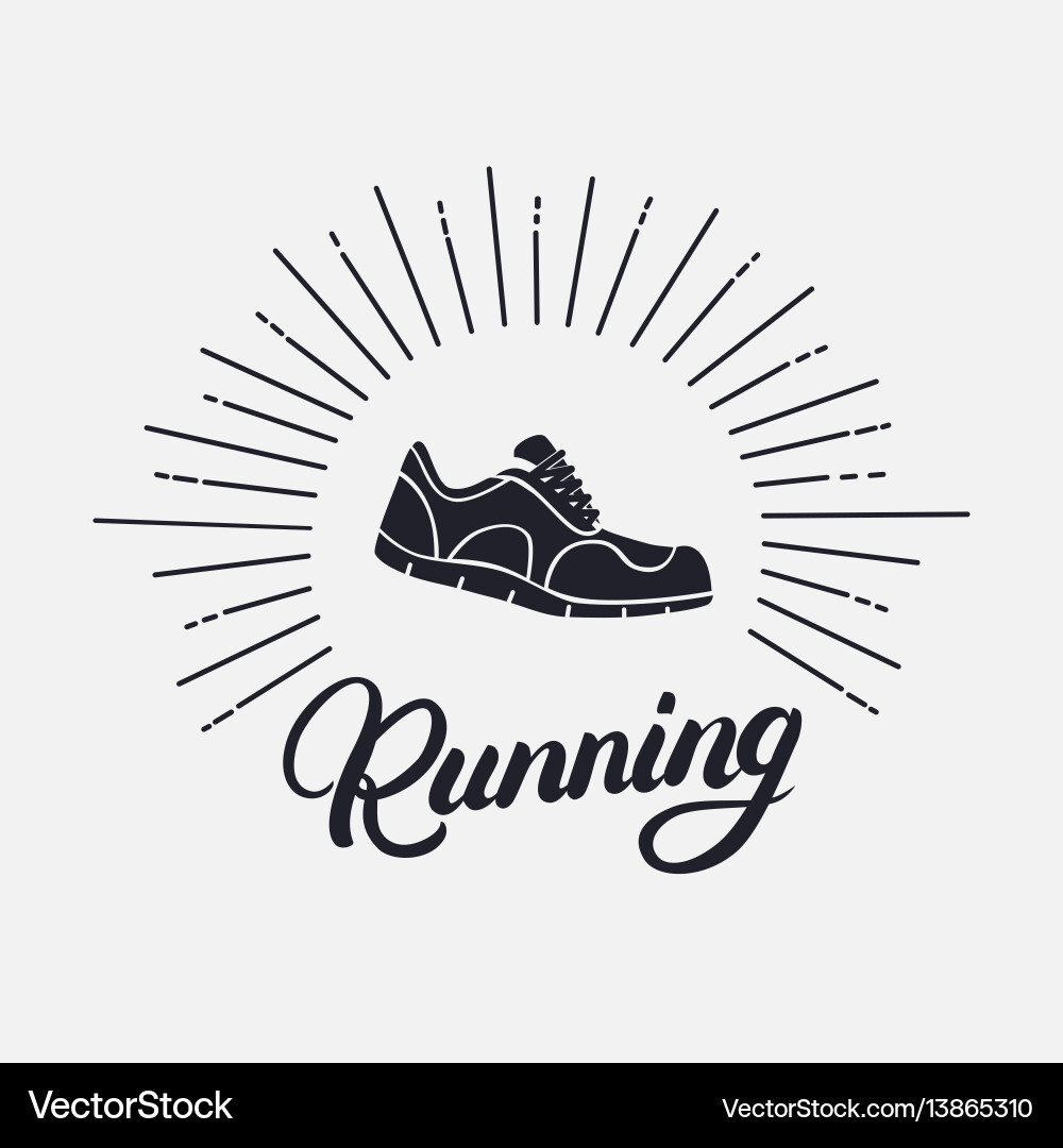 Running hand written lettering with shoes Vector Image