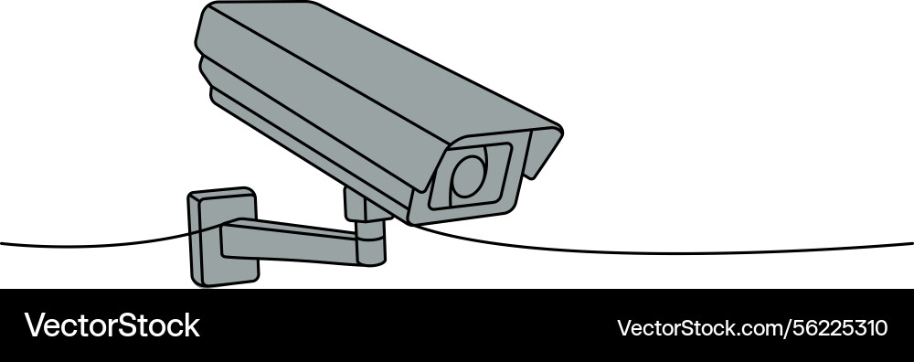 Security camera one line colored continuous Security camera one line colored continuous vector image