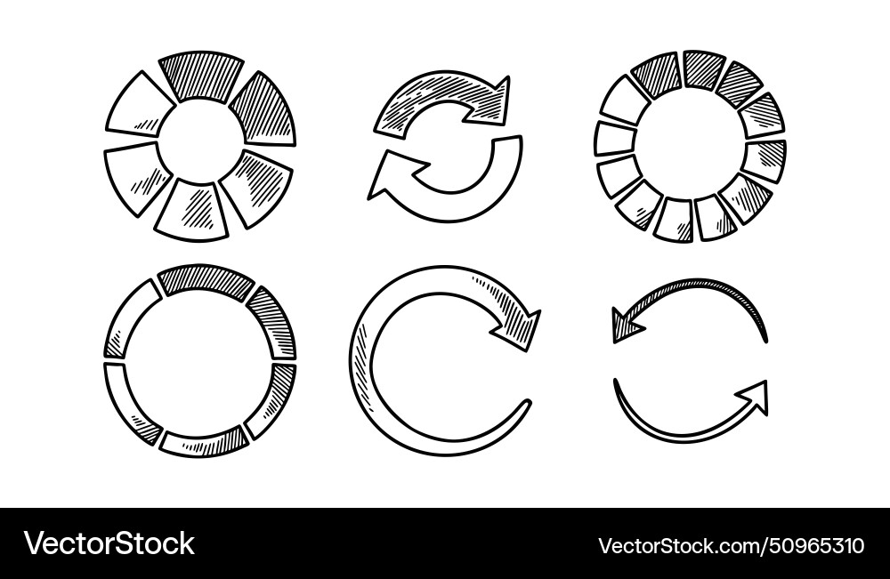 Set of loading circles in doodle style sketch Set of loading circles in doodle style sketch vector image