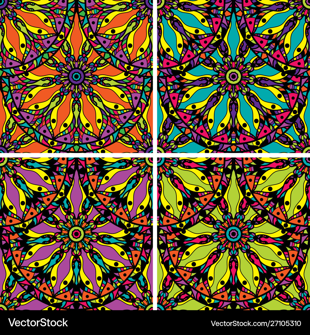 Set seamless repeating patterns mandalas Vector Image