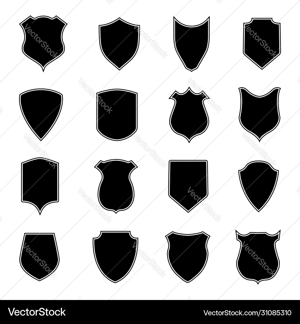 Shield Badge Crest Icons Set Royalty Free Vector Image