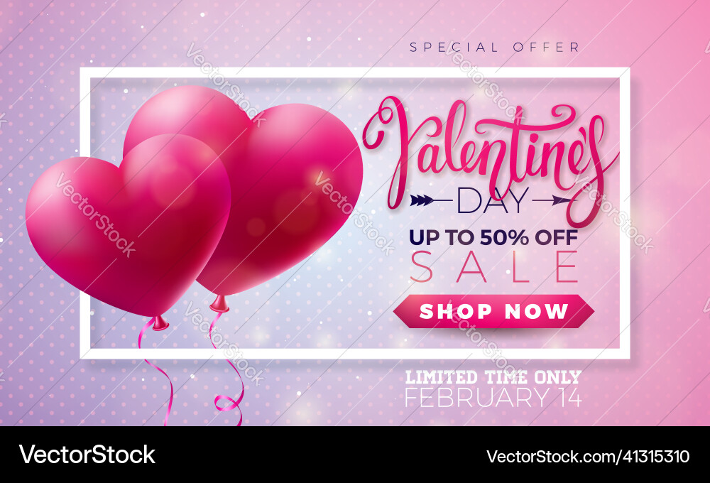 Valentinstag Verkauf Design mit rotem Herzballon Valentinstag Verkauf Design mit rotem Herzballon vektorbild
