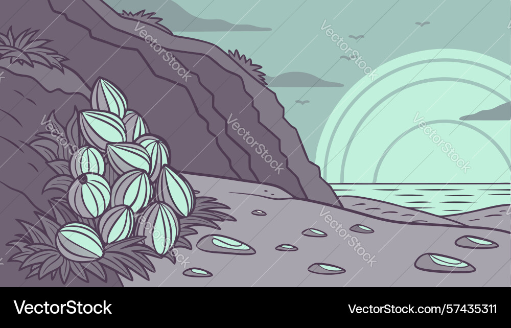 Abstract circular pattern with landscape elements vector image