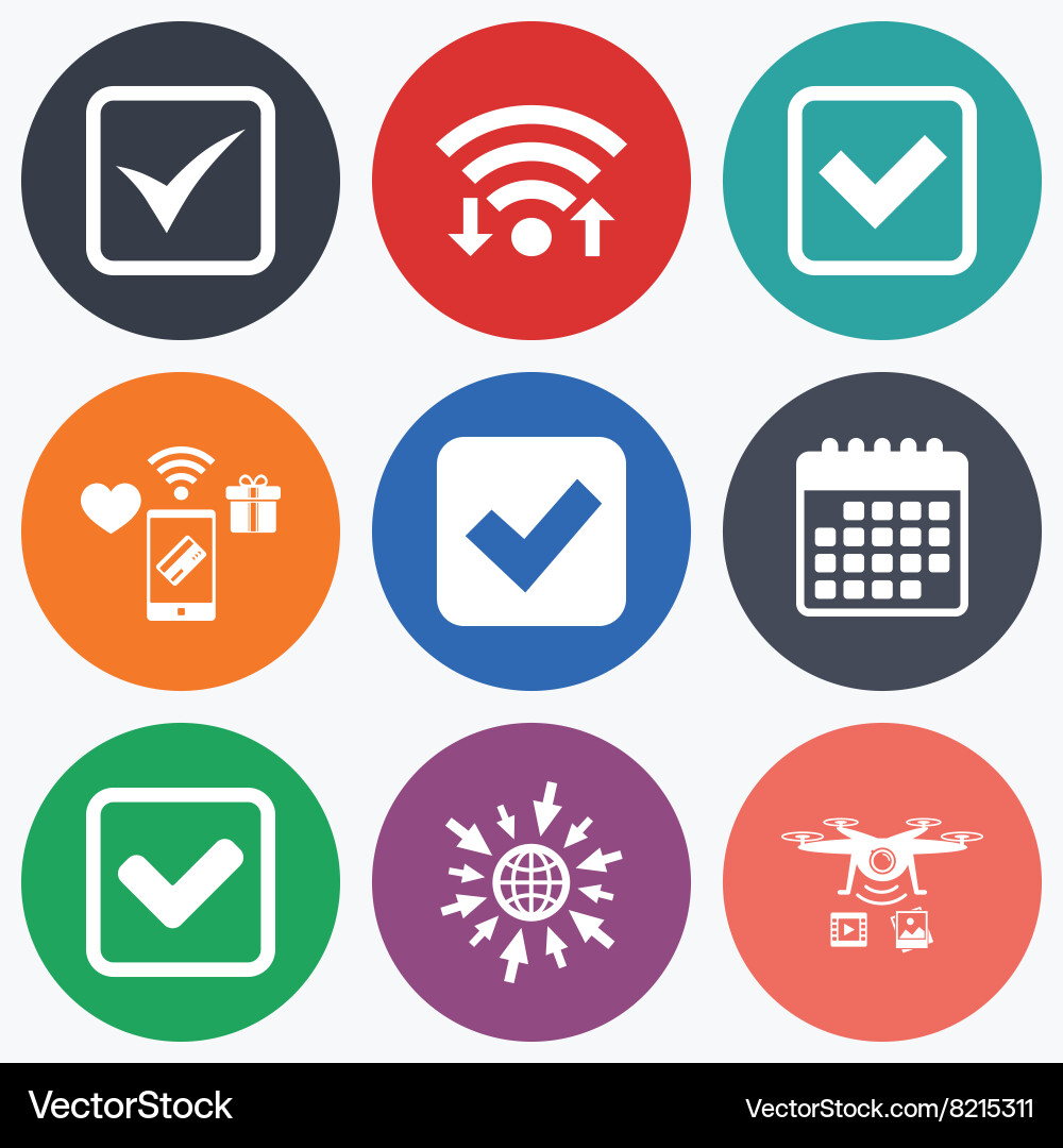 Check signs checkbox confirm icons Vector Image