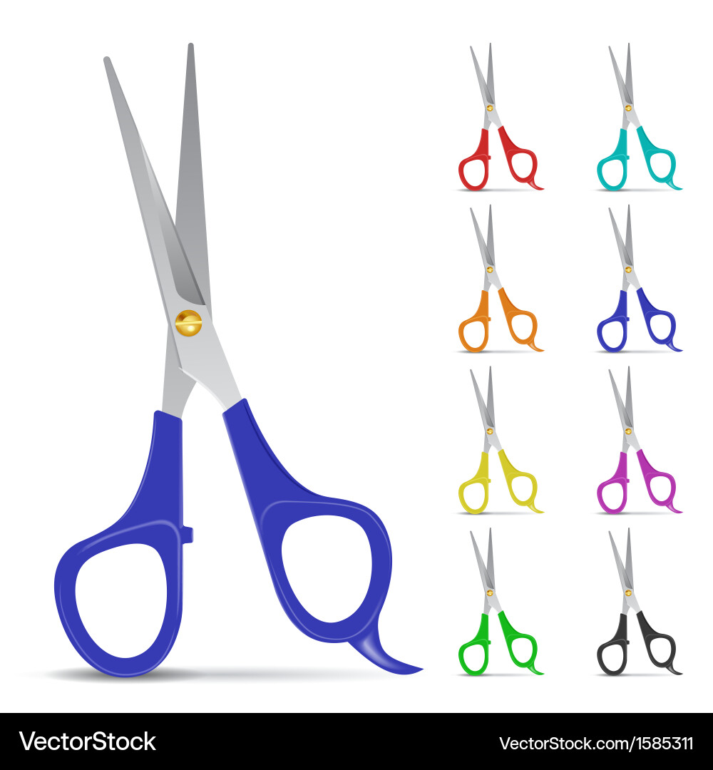 Colorful Scissors Set - Various Handle Colors vector image