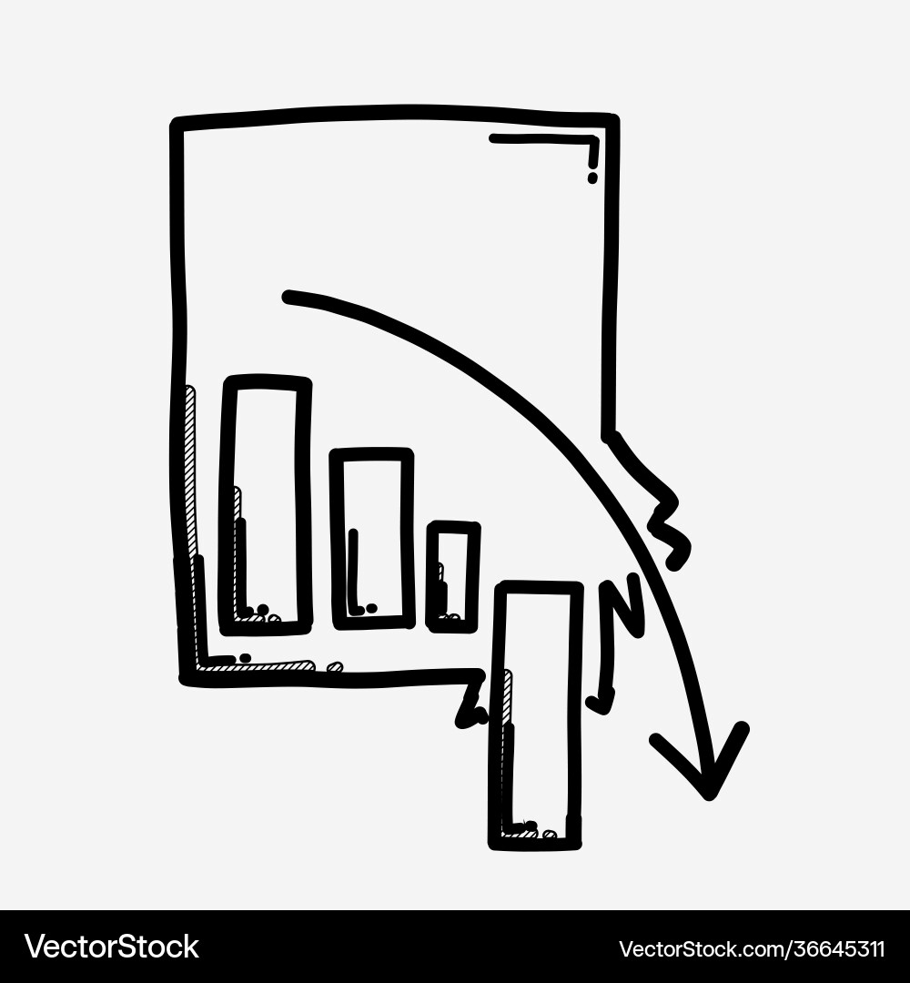 Document arrow graph down icon drawing sketch vector image