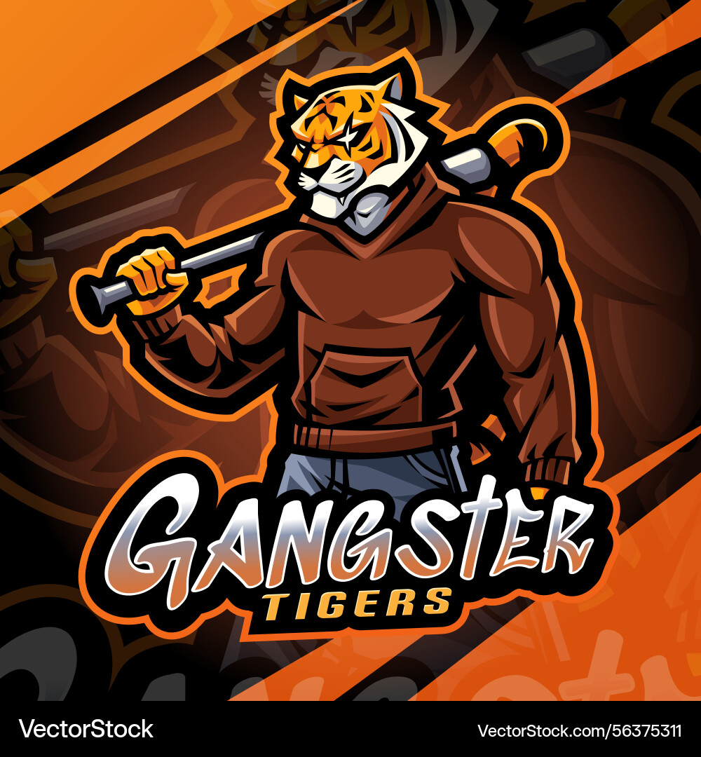 Gangster tiger esport mascot logo design Gangster tiger esport mascot logo design vector image