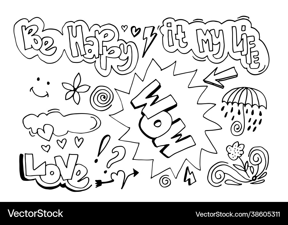 Hand drawn set elements for concept design Vector Image