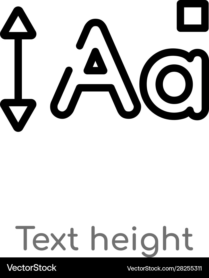 Outline text height icon isolated black simple Vector Image