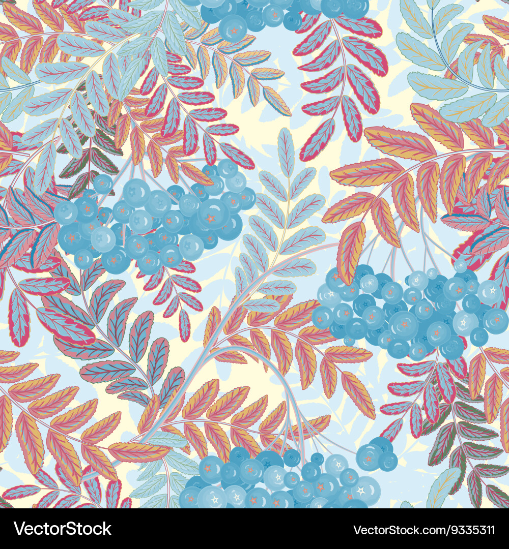 Seamless pattern rowanberries background Vector Image