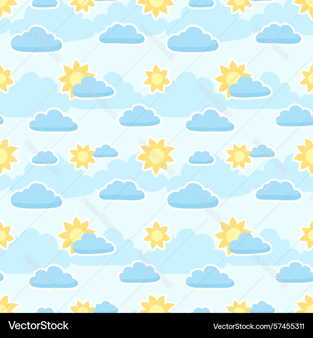 Seamless pattern with clouds and suns Vector Image