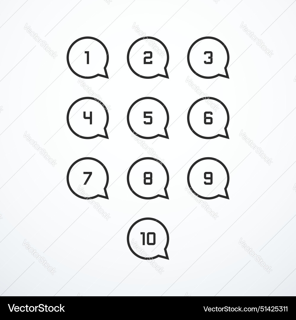 Set of speech bubble number icons vector image