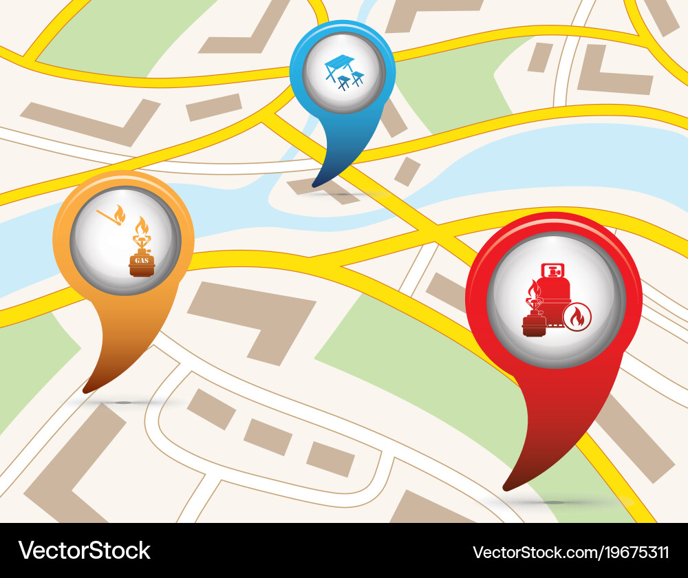Set of tourism service map pointers vector image