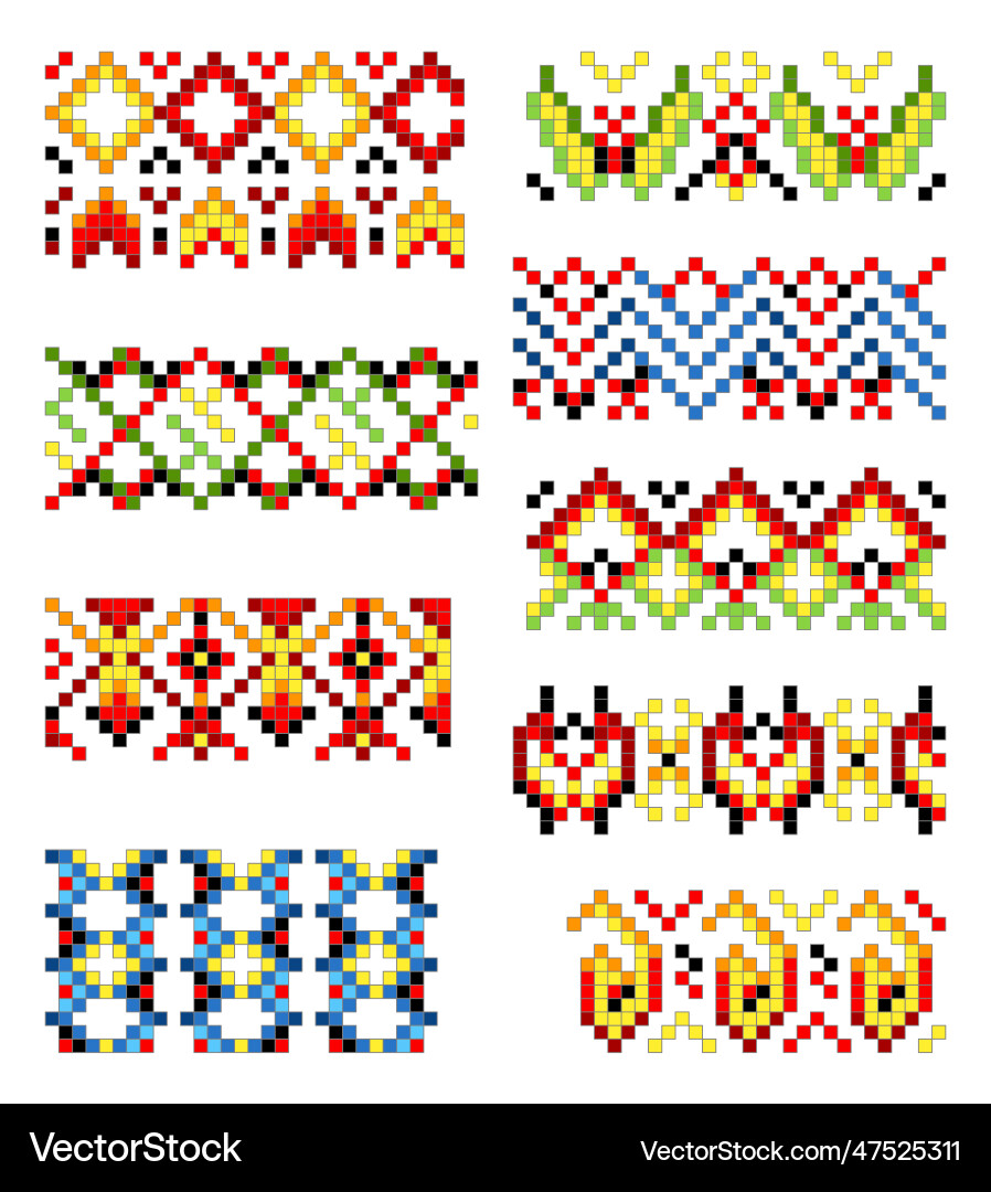 Ukrainian Embroidery Patterns Vector Image
