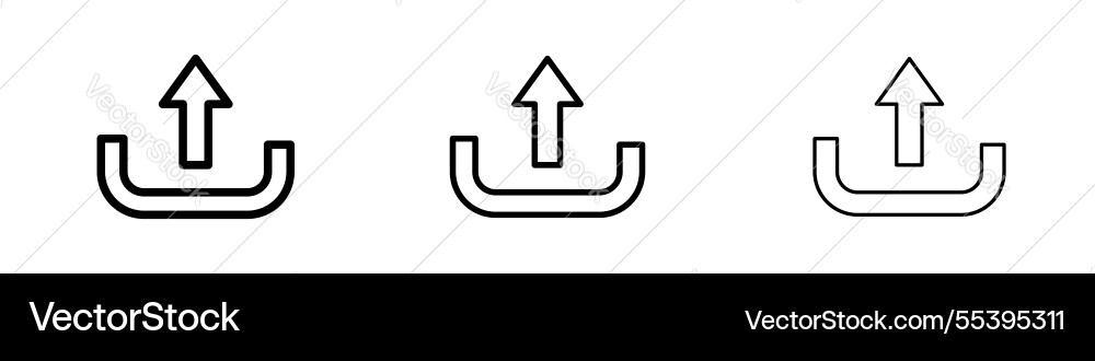 Upload icons in three different stroke lines vector image