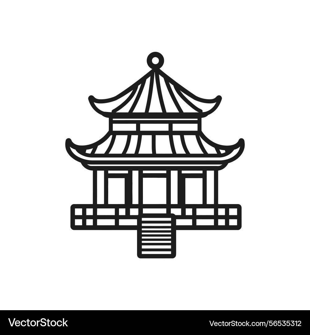 Asian architecture detailed building outline Vector Image