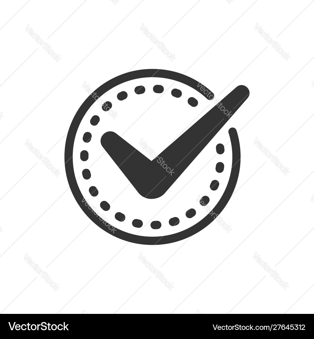 Check mark sign icon in flat style confirm button vector image