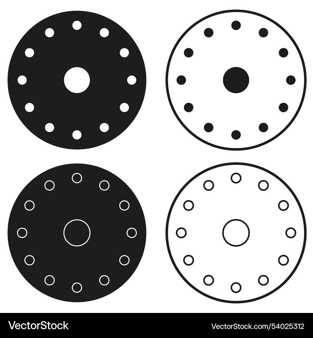 Circular disk icon dot pattern symbol black Circular disk icon dot pattern symbol black vector image