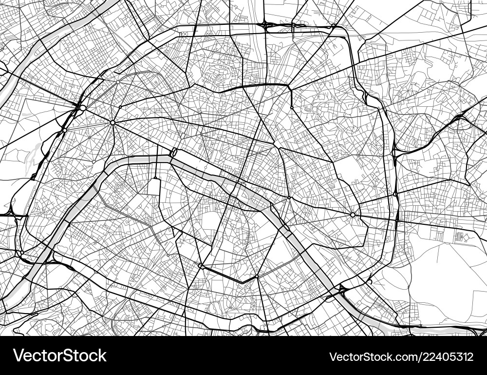 City map of paris in black and white Royalty Free Vector