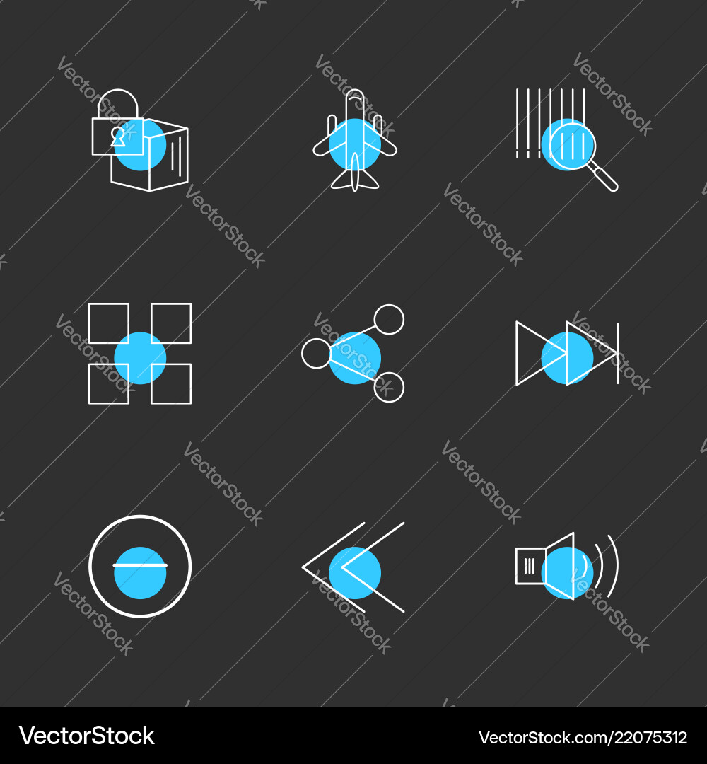 Cube share blocks speaker user interface icons Vector Image