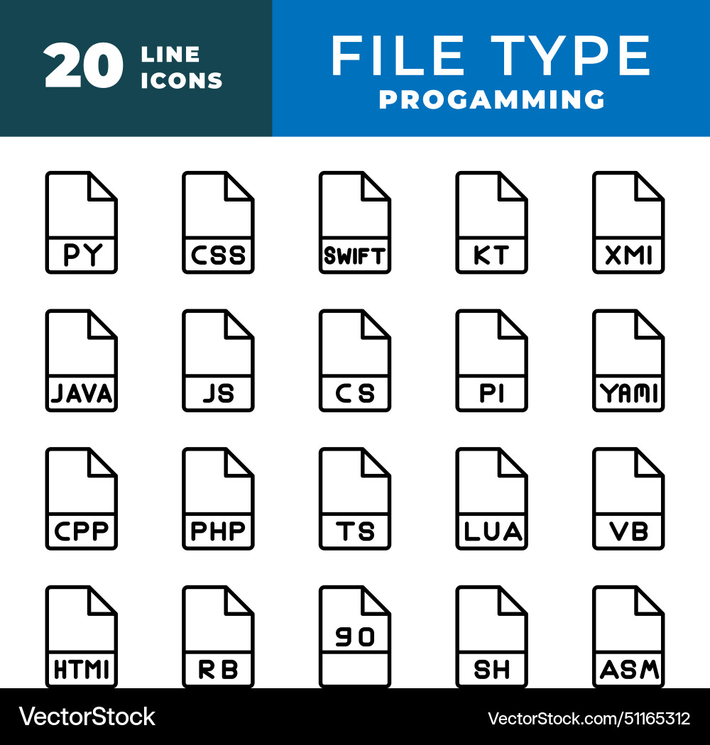 File type format icon set document files File type format icon set document files Vector Image