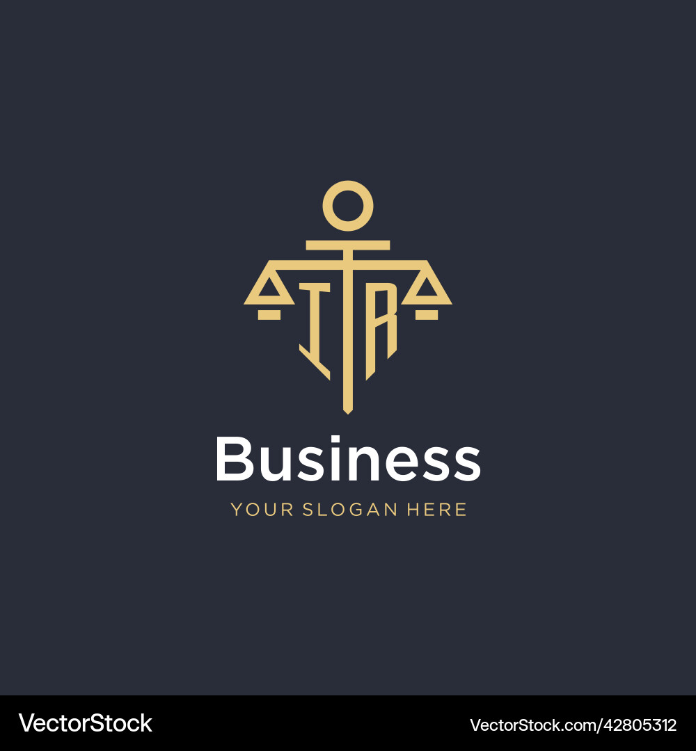 Ir initial monogram logo with scale and pillar Vector Image