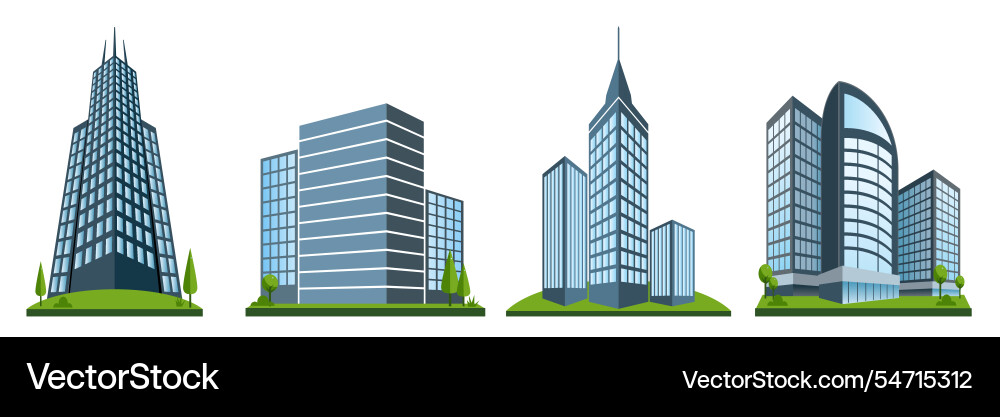 Modern building set featuring various Modern building set featuring various Vector Image