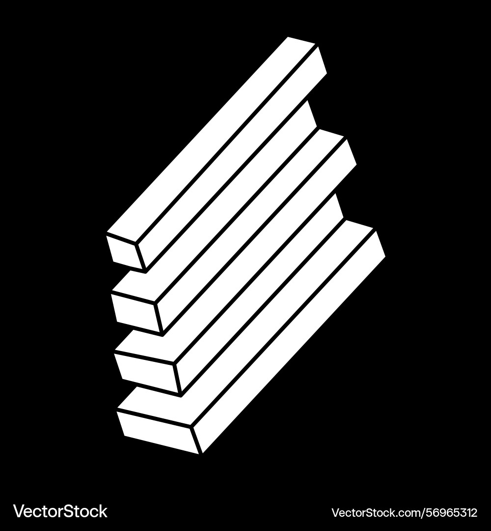 Optical illusion figure impossible objects line vector image