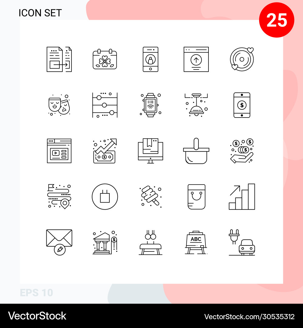 Pictograph set 25 simple lines message Vector Image